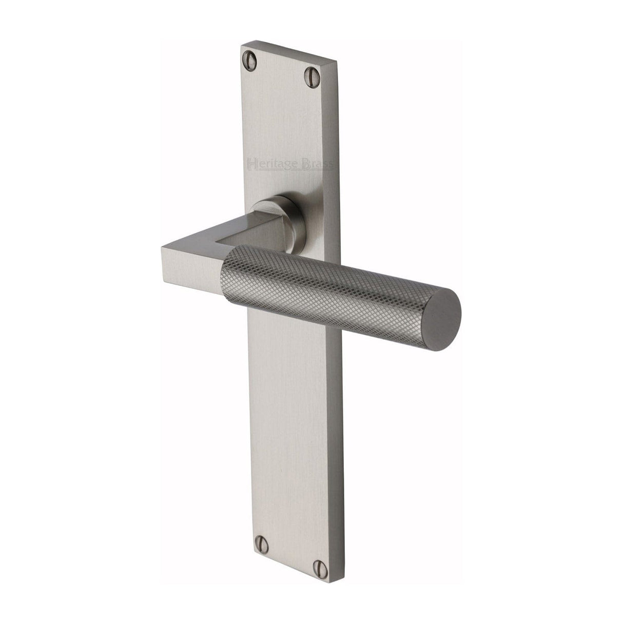 Heritage Brass Door Furniture Satin Nickel / Latch Handles Heritage Brass - Bauhaus Knurled Lever Latch Door Handle on 200mm Plate Satin Nickel finish