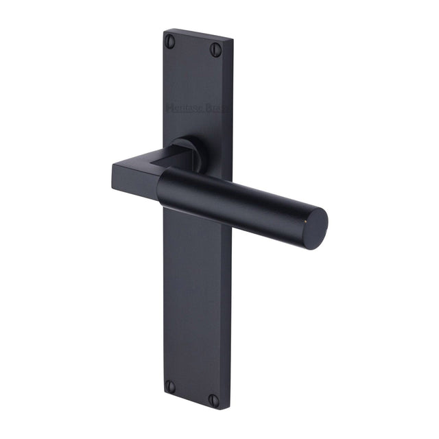 Heritage Brass Door Furniture Matt Black / Latch Handles Heritage Brass - Bauhaus Lever Latch Door Handle on 200mm Plate Matt Black finish