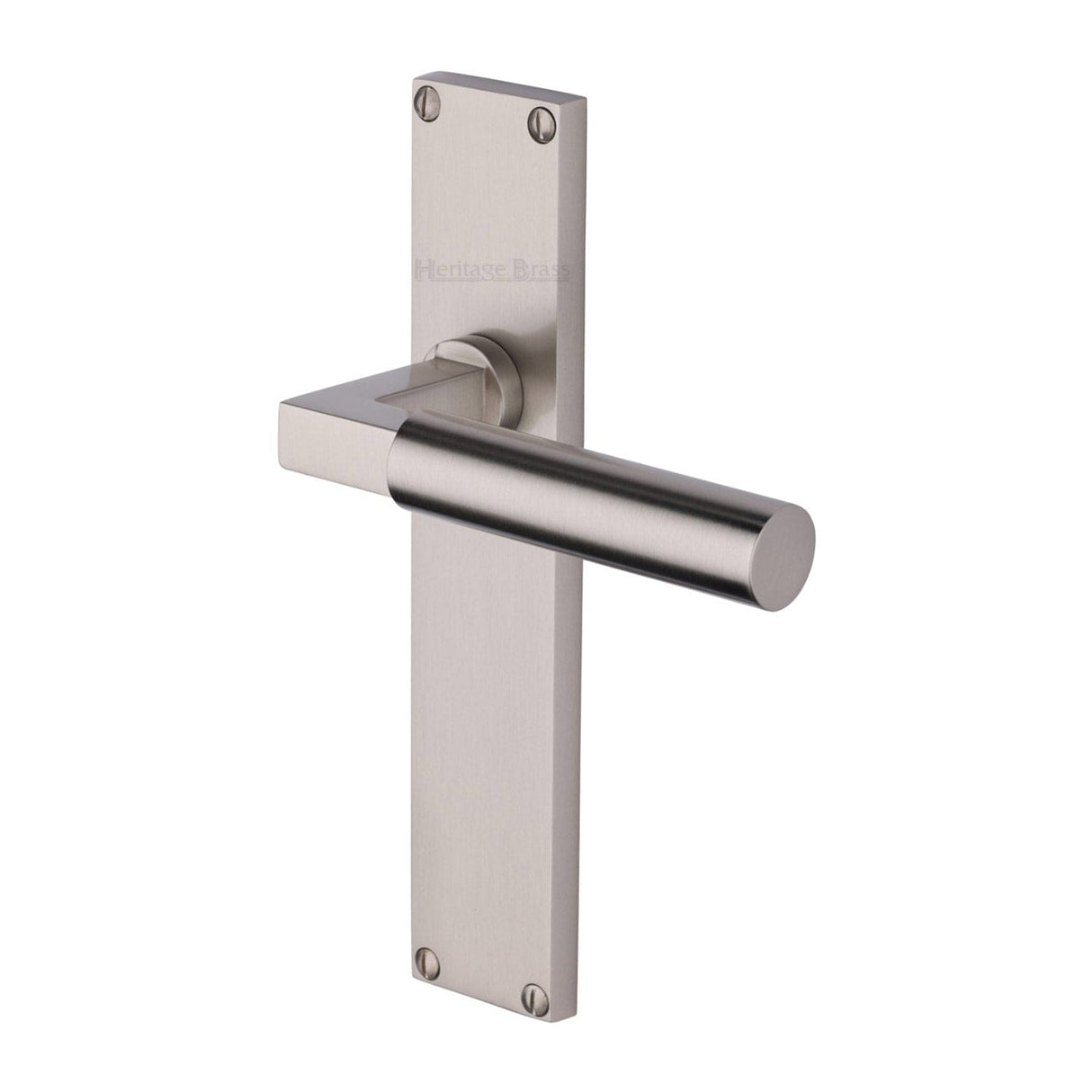 Heritage Brass Door Furniture Satin Nickel / Latch Handles Heritage Brass - Bauhaus Lever Latch Door Handle on 200mm Plate Satin Nickel finish