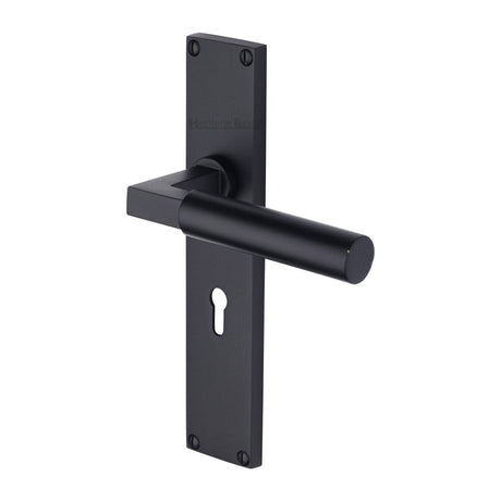 Heritage Brass Door Furniture Matt Black / Std. Lock Handles Heritage Brass - Bauhaus Lever Lock Door Handle on 200mm Plate Matt Black finish