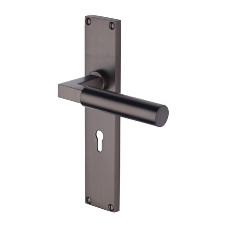 Heritage Brass Door Furniture Matt Bronze / Std. Lock Handles Heritage Brass - Bauhaus Lever Lock Door Handle on 200mm Plate Matt Bronze finish
