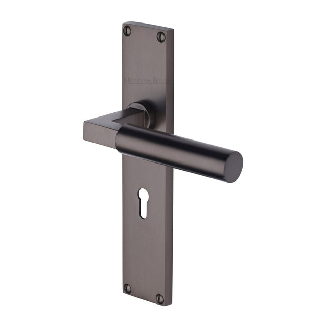 Heritage Brass Door Furniture Matt Bronze / Std. Lock Handles Heritage Brass - Bauhaus Lever Lock Door Handle on 200mm Plate Matt Bronze finish