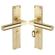 Heritage Brass Door Furniture Polished Brass / Bathroom Lock Handles Heritage Brass - Bauhaus Reeded Bathroom Set Polished Brass finish