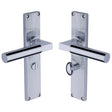 Heritage Brass Door Furniture Polished Chrome / Bathroom Lock Handles Heritage Brass - Bauhaus Reeded Bathroom set Polished Chrome finish