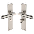 Heritage Brass Door Furniture Satin Nickel / Bathroom Lock Handles Heritage Brass - Bauhaus Reeded Bathroom Set Satin Nickel finish