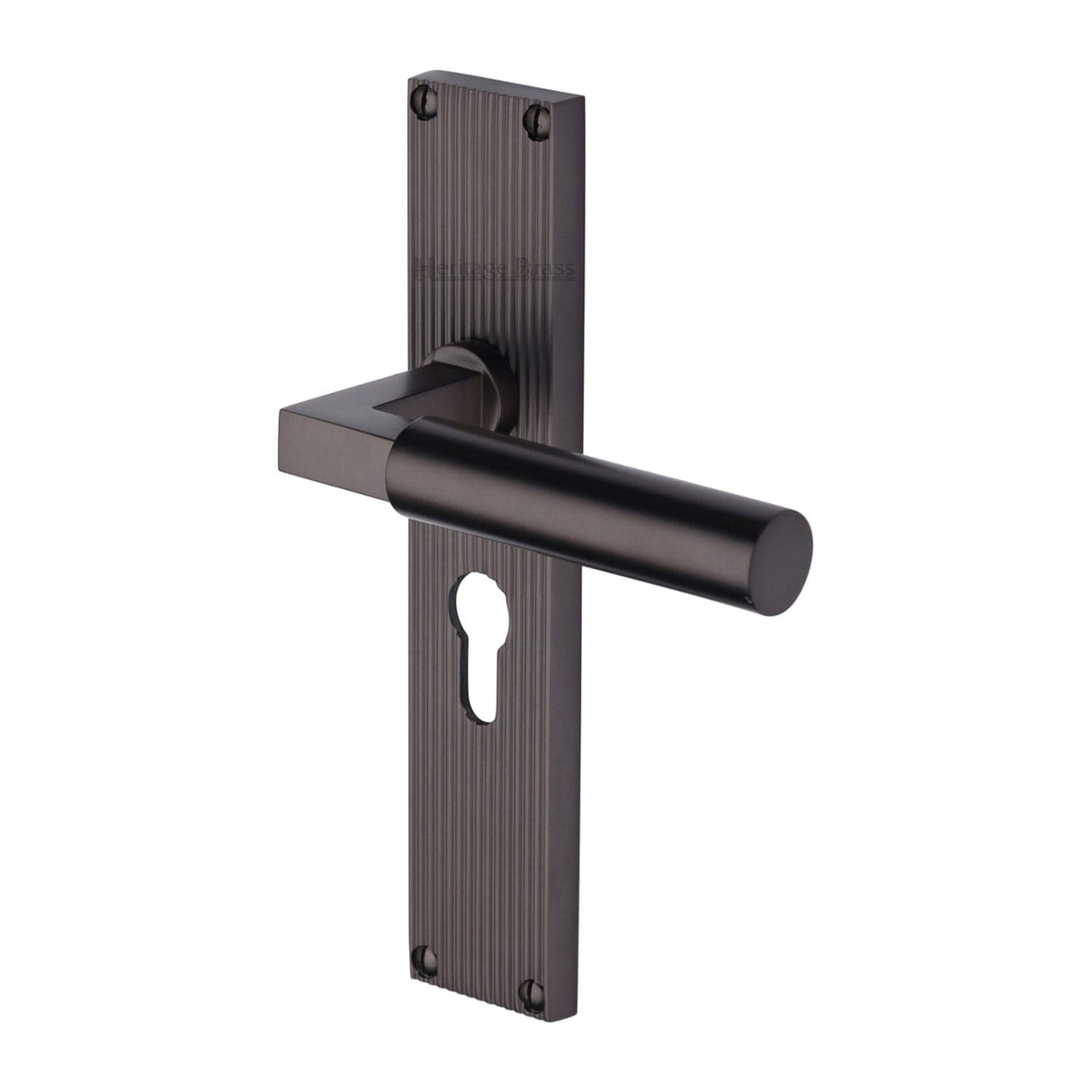 Heritage Brass Door Furniture Matt Bronze / Euro Profile Lock Handles Heritage Brass - Bauhaus Reeded Euro Profile Matt Bronze finish