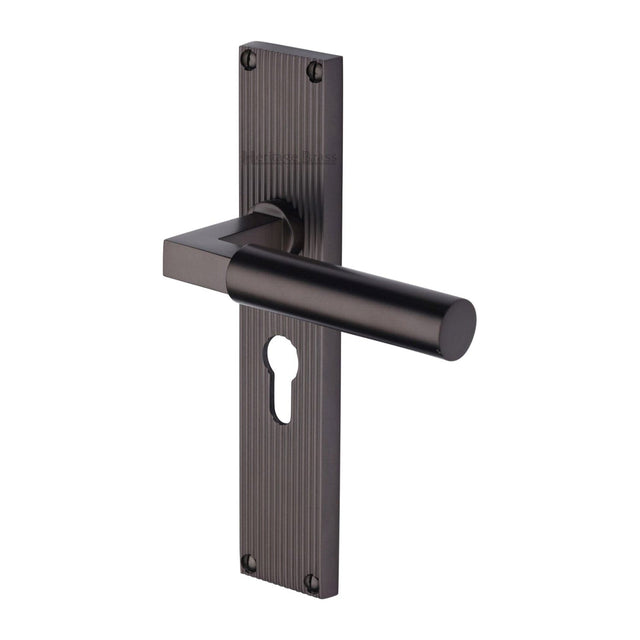 Heritage Brass Door Furniture Matt Bronze / Euro Profile Lock Handles Heritage Brass - Bauhaus Reeded Euro Profile Matt Bronze finish