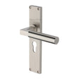 Heritage Brass Door Furniture Satin Nickel / Euro Profile Lock Handles Heritage Brass - Bauhaus Reeded Euro Profile Satin Nickel finish