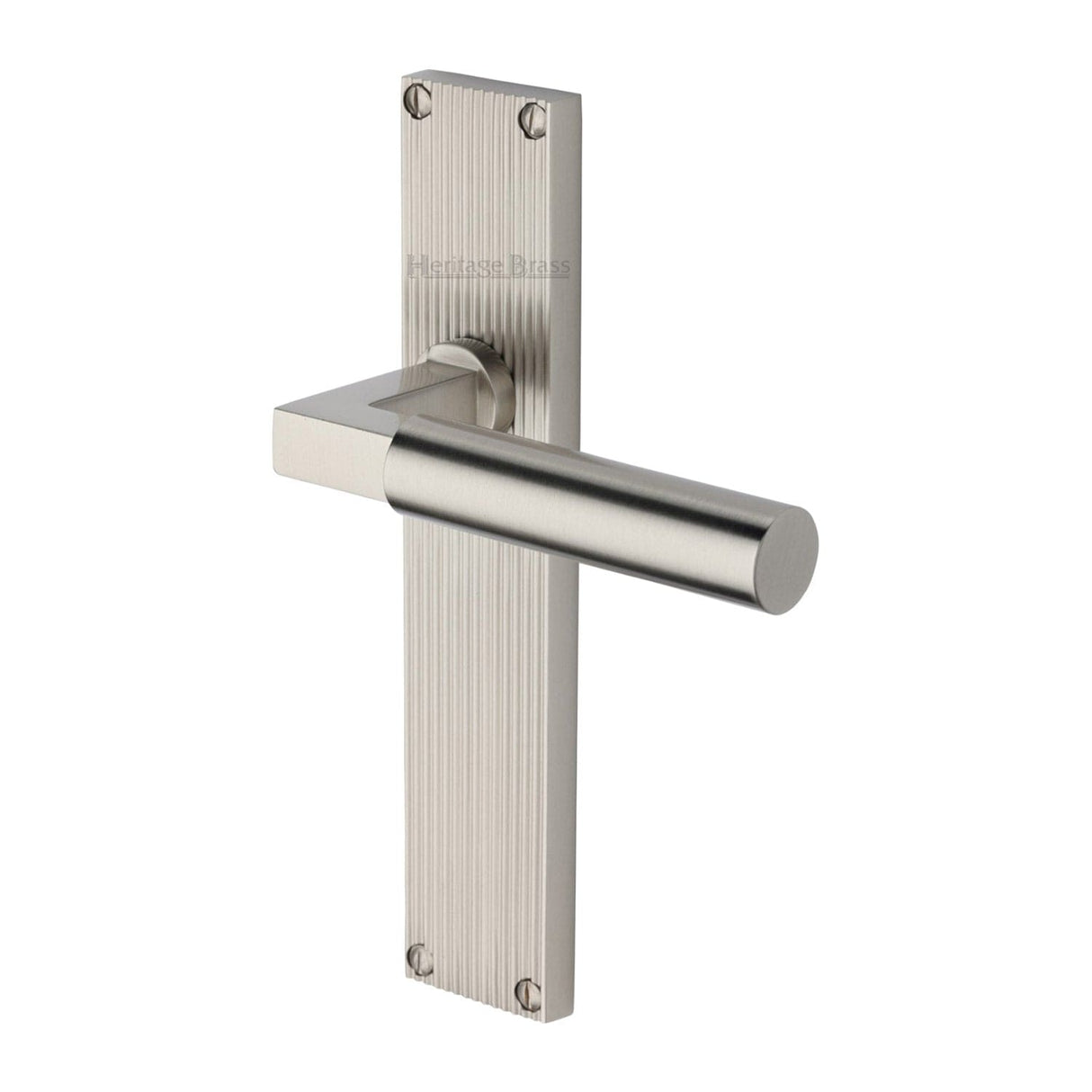 Heritage Brass Door Furniture Satin Nickel / Latch Handles Heritage Brass - Bauhaus Reeded Lever Latch Satin Nickel finish