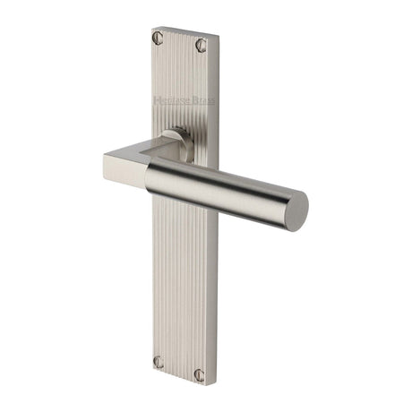 Heritage Brass Door Furniture Satin Nickel / Latch Handles Heritage Brass - Bauhaus Reeded Lever Latch Satin Nickel finish
