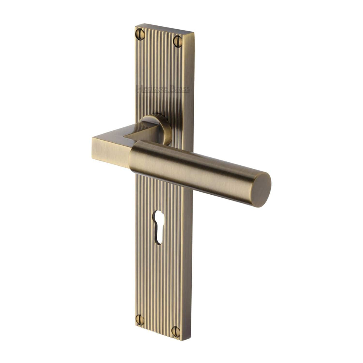 Heritage Brass Door Furniture Antique Brass / Std. Lock Handles Heritage Brass - Bauhaus Reeded Lever Lock Antique Brass finish