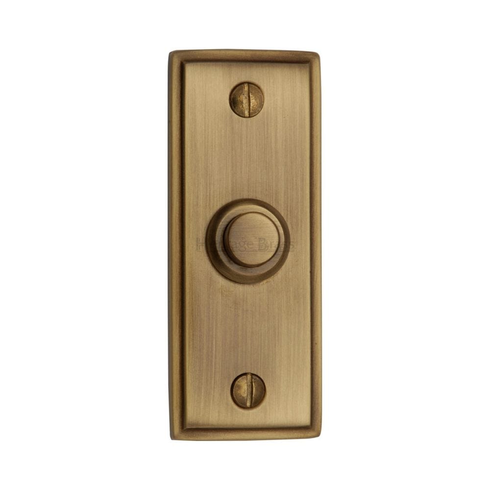 Heritage Brass Door Furniture Antique Brass / Rectangular Bell Push Heritage Brass - Bell Push 3" x 1" Antique Brass Finish