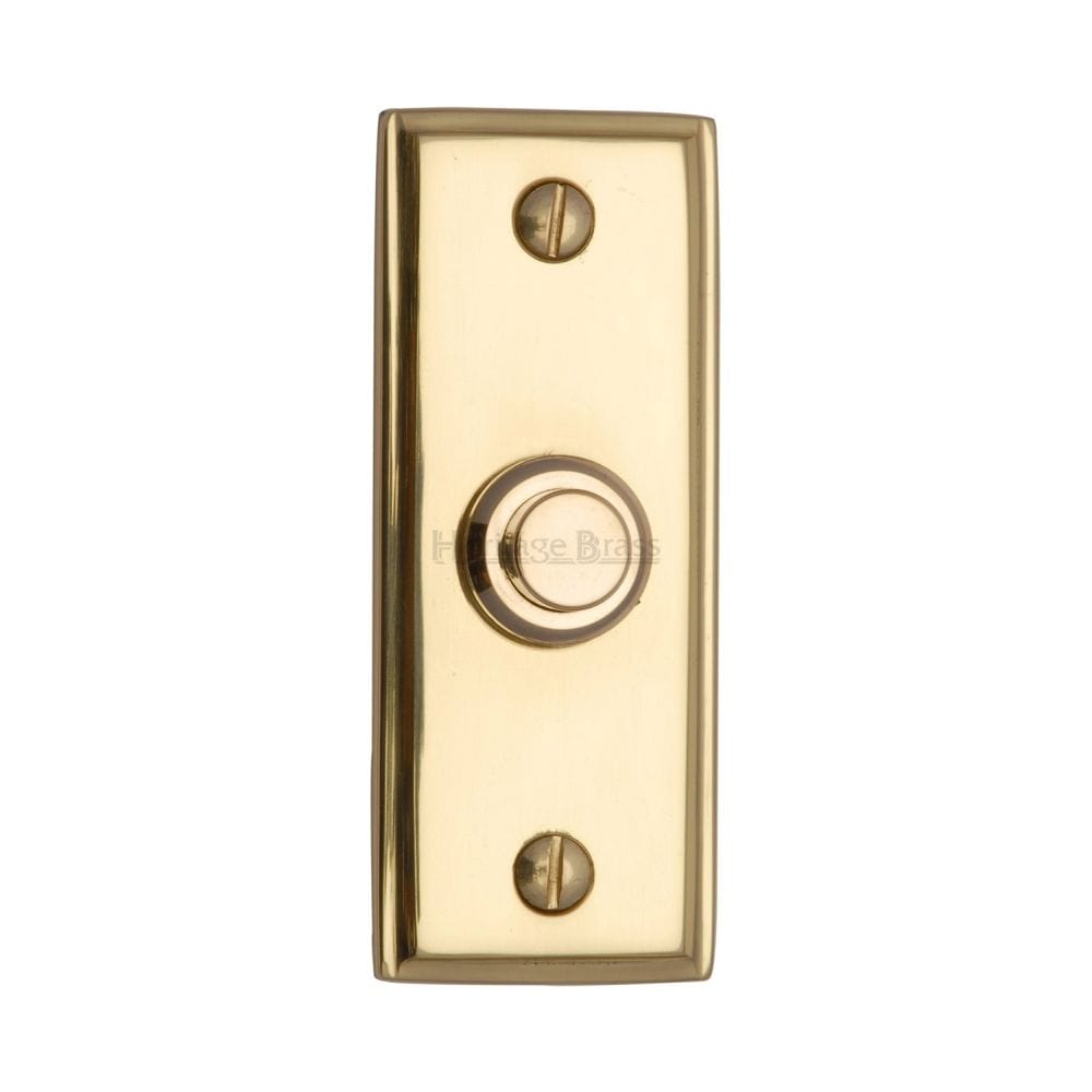 Heritage Brass Door Furniture Polished Brass / Rectangular Bell Push Heritage Brass - Bell Push 3" x 1" Polished Brass Finish