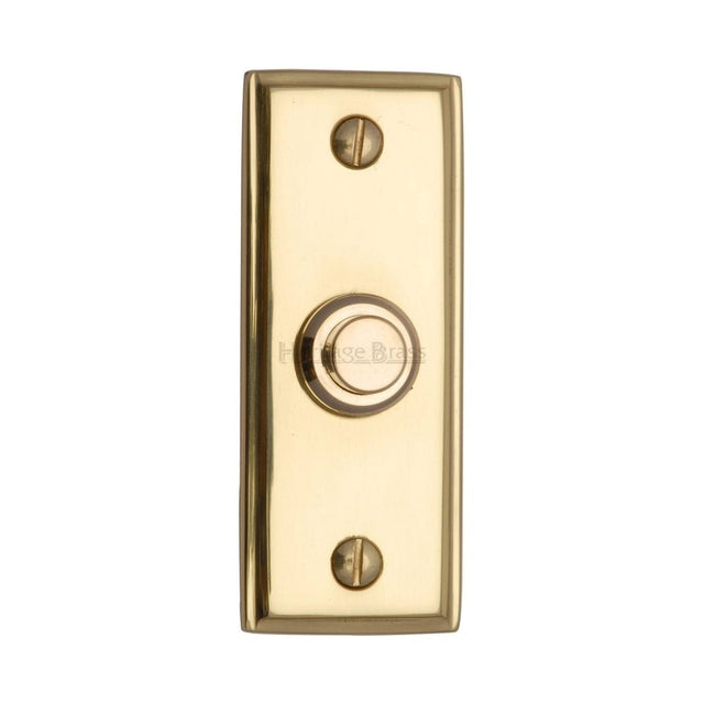 Heritage Brass Door Furniture Polished Brass / Rectangular Bell Push Heritage Brass - Bell Push 3" x 1" Polished Brass Finish