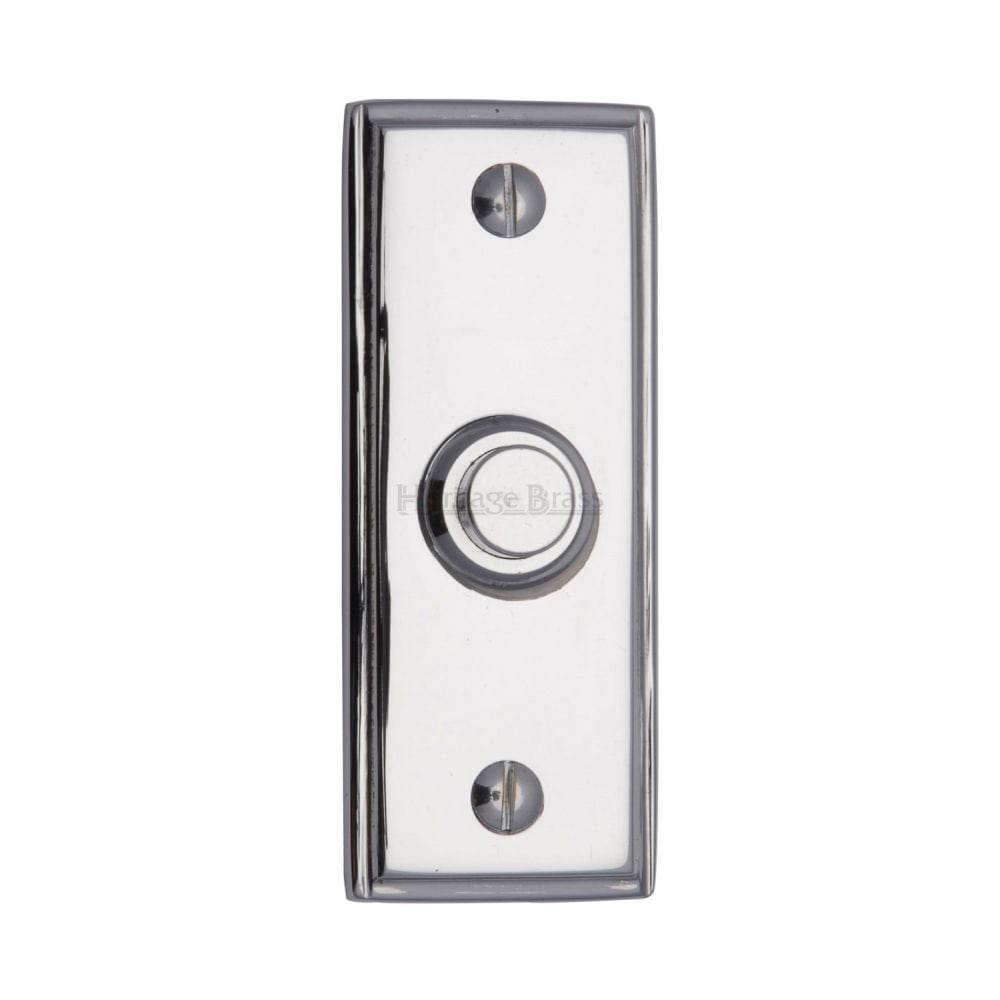 Heritage Brass Door Furniture Polished Chrome / Rectangular Bell Push Heritage Brass - Bell Push 3" x 1" Polished Chrome Finish