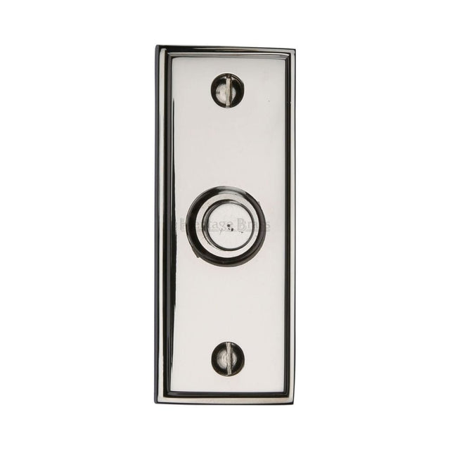 Heritage Brass Door Furniture Polished Nickel / Rectangular Bell Push Heritage Brass - Bell Push 3" x 1" Polished Nickel Finish