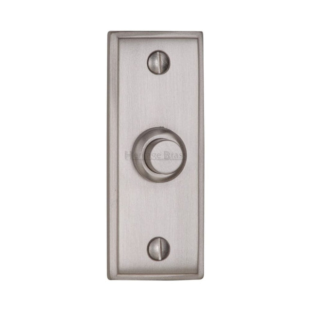 Heritage Brass Door Furniture Satin Chrome / Rectangular Bell Push Heritage Brass - Bell Push 3" x 1" Satin Chrome Finish