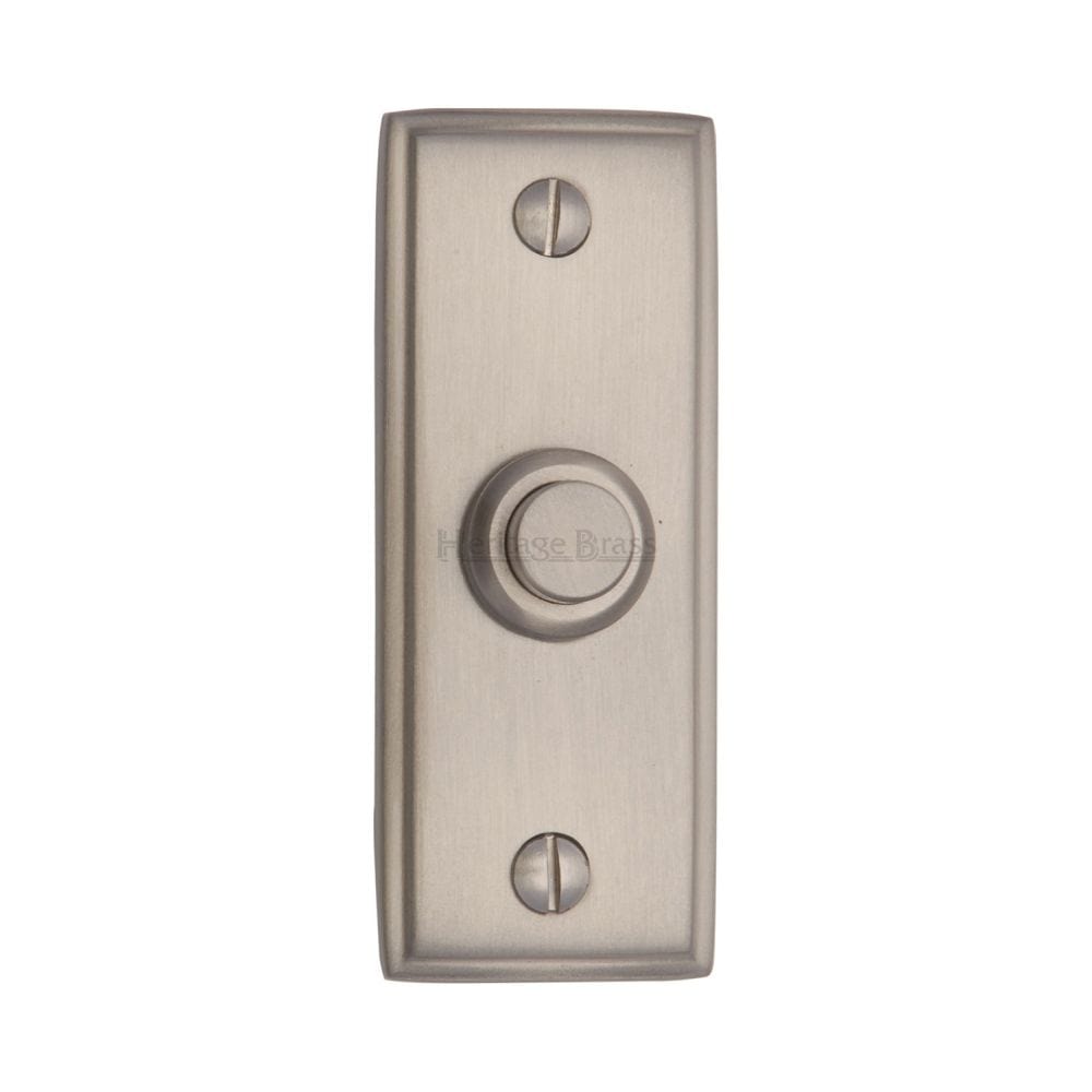 Heritage Brass Door Furniture Satin Nickel / Rectangular Bell Push Heritage Brass - Bell Push 3" x 1" Satin Nickel Finish