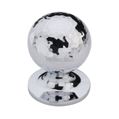 Heritage Brass Cabinet Hardware Polished Chrome / Cabinet Knobs / 32mm Dia. Heritage Brass - Cabinet Knob Ball Hammered Design 32mm Polished Chrome finish