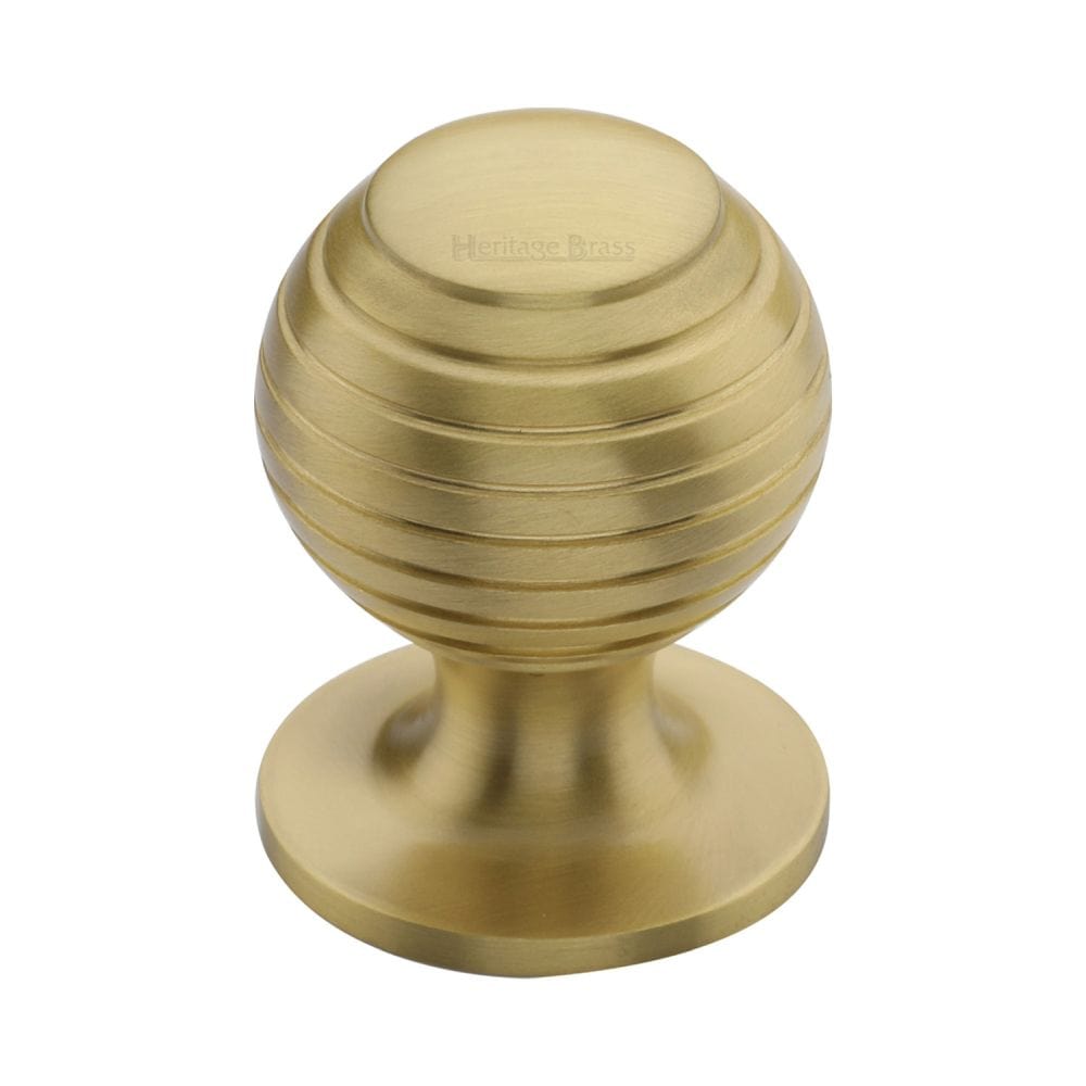 Heritage Brass Cabinet Hardware Satin Brass / Cabinet Knobs / 32mm Dia. Heritage Brass - Cabinet Knob Beehive Design 32mm Satin Brass Finish