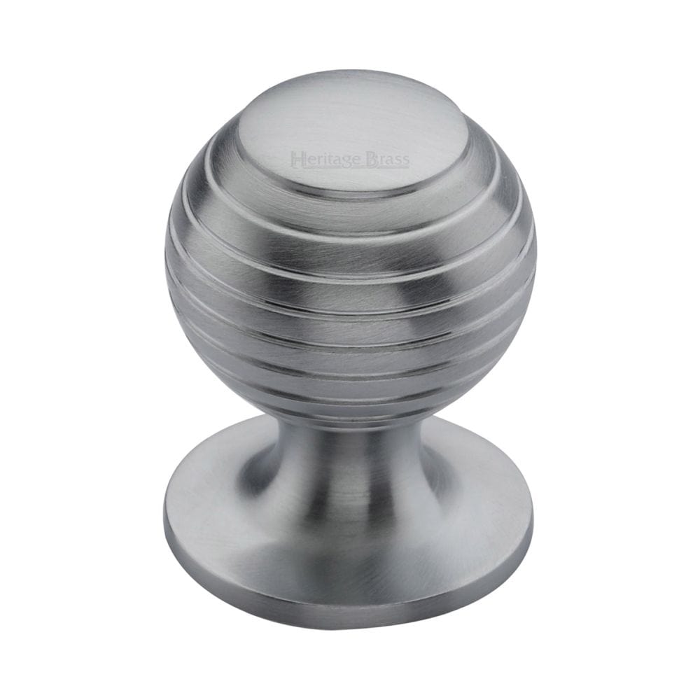 Heritage Brass Cabinet Hardware Satin Chrome / Cabinet Knobs / 32mm Dia. Heritage Brass - Cabinet Knob Beehive Design 32mm Satin Chrome Finish