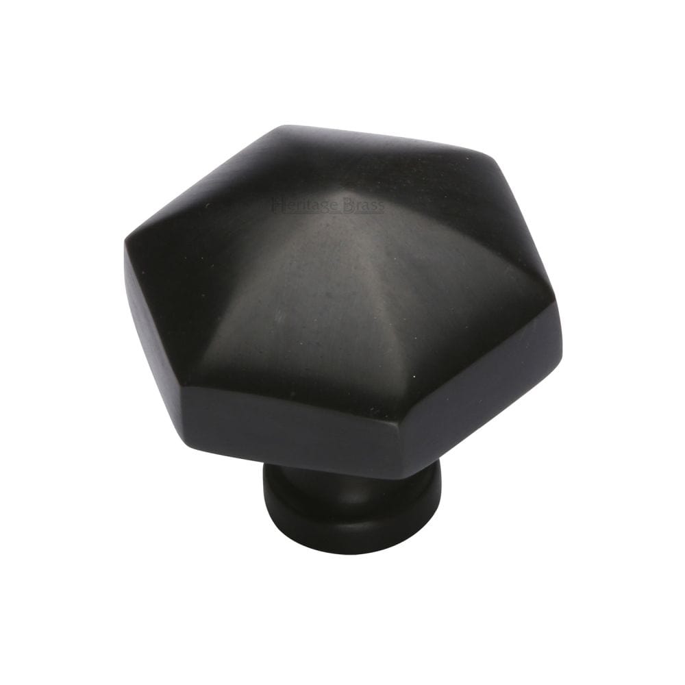 Heritage Brass Cabinet Hardware Matt Black / Cabinet Knobs / 32mm Dia. Heritage Brass - Cabinet Knob Classic Hexagon Design 32mm Matt Black Finish