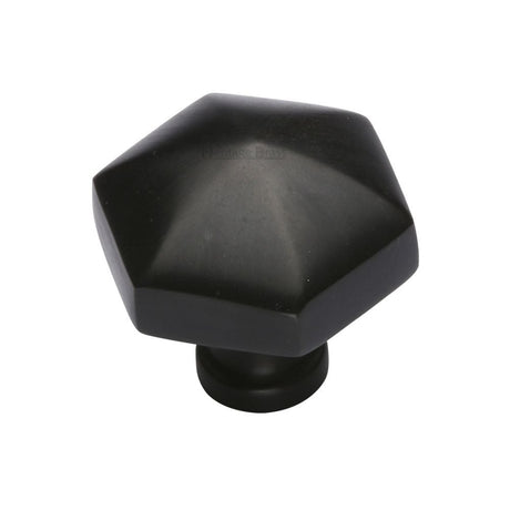 Heritage Brass Cabinet Hardware Matt Black / Cabinet Knobs / 32mm Dia. Heritage Brass - Cabinet Knob Classic Hexagon Design 32mm Matt Black Finish