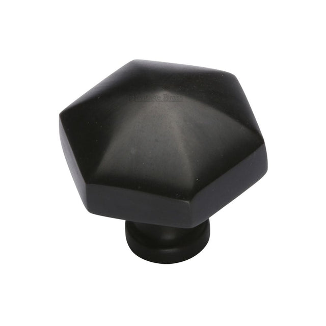 Heritage Brass Cabinet Hardware Matt Black / Cabinet Knobs / 32mm Dia. Heritage Brass - Cabinet Knob Classic Hexagon Design 32mm Matt Black Finish