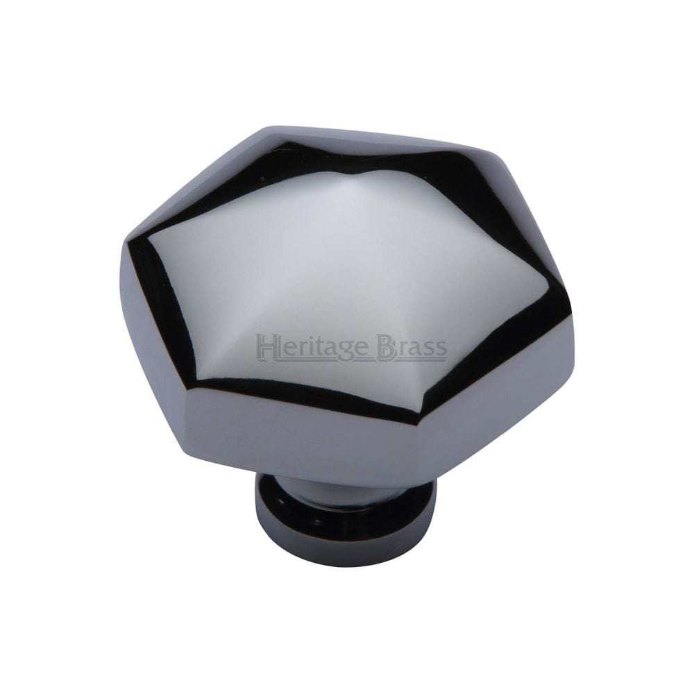 Heritage Brass Cabinet Hardware Polished Chrome / Cabinet Knobs / 32mm Dia. Heritage Brass - Cabinet Knob Classic Hexagon Design 32mm Polished Chrome Finish