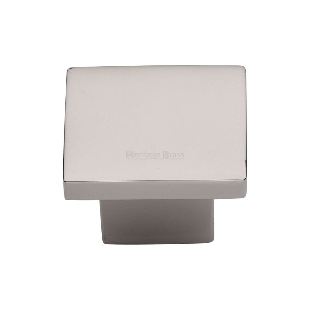 Heritage Brass Cabinet Hardware Polished Nickel / Cabinet Knobs / 32mm Dia. Heritage Brass - Cabinet Knob Classic Square Design 32mm Polished Nickel Finish