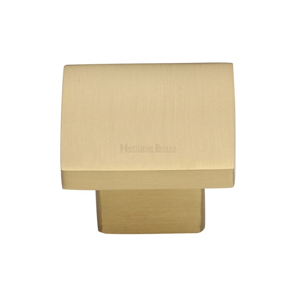 Heritage Brass Cabinet Hardware Satin Brass / Cabinet Knobs / 32mm Dia. Heritage Brass - Cabinet Knob Classic Square Design 32mm Satin Brass Finish