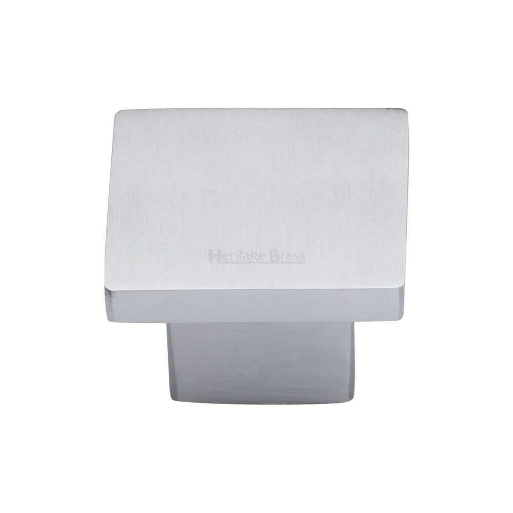 Heritage Brass Cabinet Hardware Satin Chrome / Cabinet Knobs / 32mm Dia. Heritage Brass - Cabinet Knob Classic Square Design 32mm Satin Chrome Finish