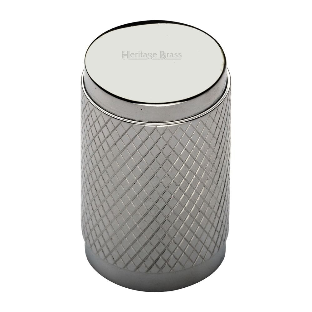 Heritage Brass Cabinet Hardware Polished Nickel / Cabinet Knobs / 21mm Dia. Heritage Brass - Cabinet Knob Cylindric Knurled Design 21mm Polished Nickel Finish