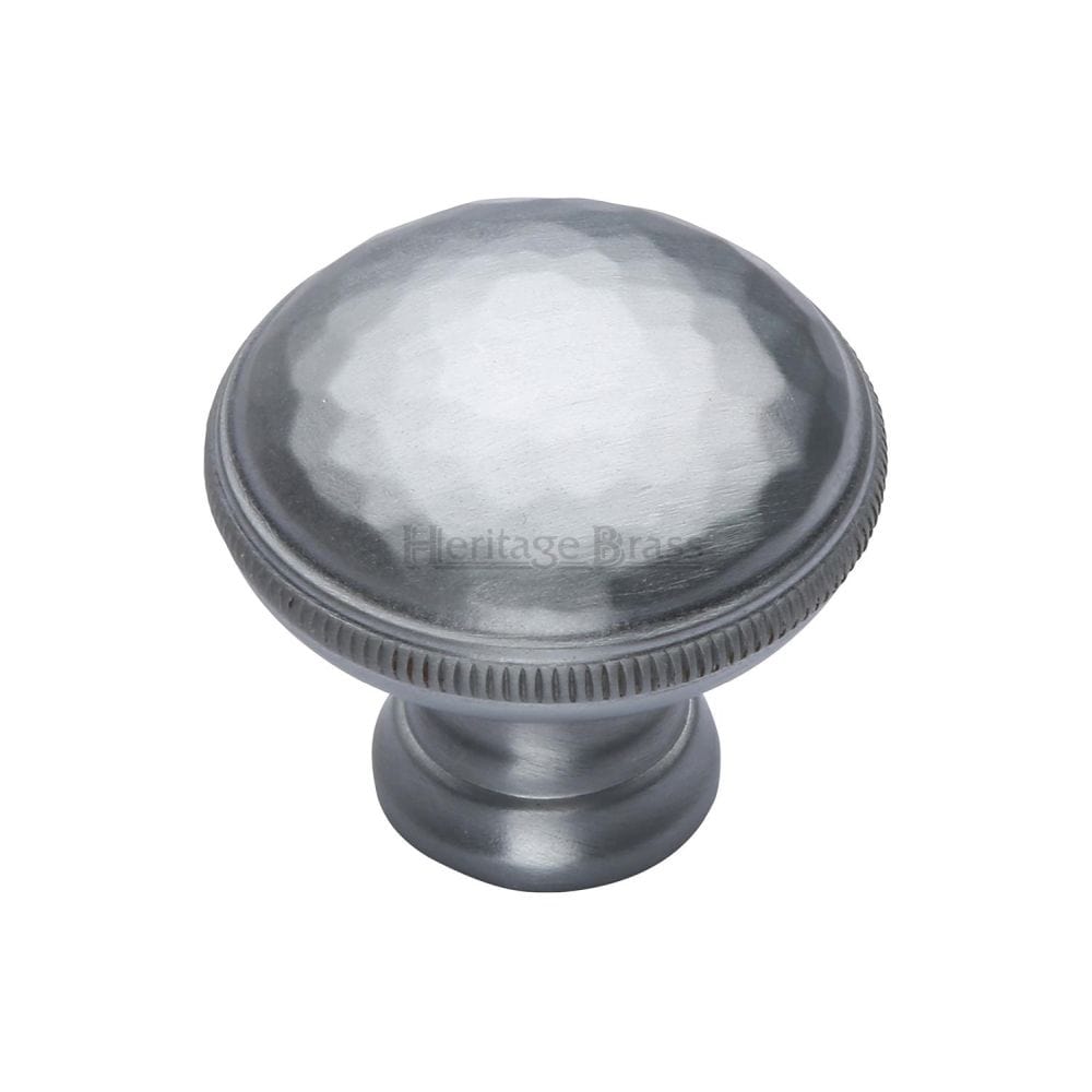 Heritage Brass Cabinet Hardware Satin Chrome / Cabinet Knobs / 32mm Dia. Heritage Brass - Cabinet Knob Diamond Cut Design 32mm Satin Chrome Finish