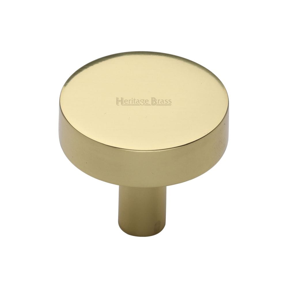 Heritage Brass Cabinet Hardware Polished Brass / Cabinet Knobs / 32mm Dia. Heritage Brass - Cabinet Knob Disc Design 32mm Polished Brass Finish