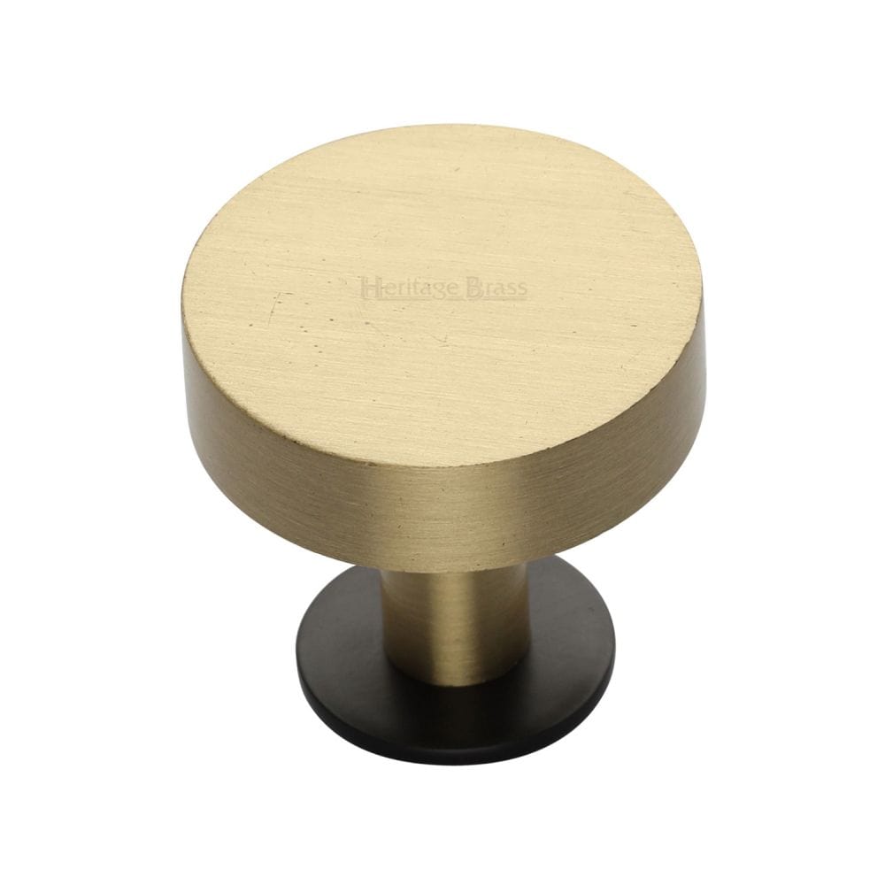Heritage Brass Cabinet Hardware Matt Bronze/Satin Brass / Cabinet Knobs / 32mm Dia. Heritage Brass - Cabinet Knob Disc Design with Rose 32mm Matt Bronze / Satin Bras