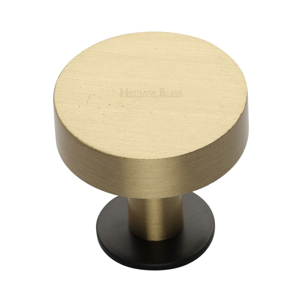 Heritage Brass Cabinet Hardware Matt Bronze/Satin Brass / Cabinet Knobs / 38mm Dia. Heritage Brass - Cabinet Knob Disc Design with Rose 38mm Matt Bronze / Satin Bras