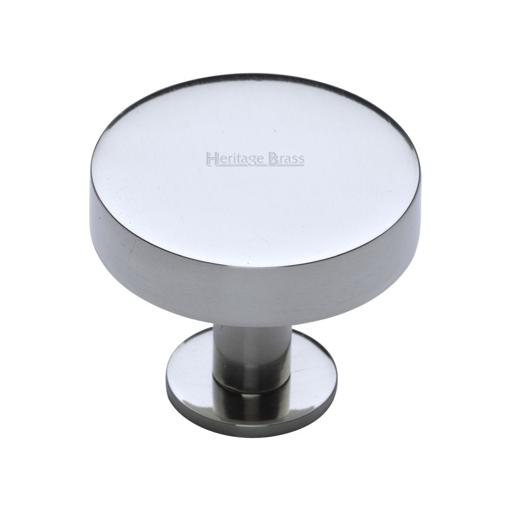Heritage Brass Cabinet Hardware Polished Chrome / Cabinet Knobs / 38mm Dia. Heritage Brass - Cabinet Knob Disc Design with Rose 38mm Polished Chrome Finish