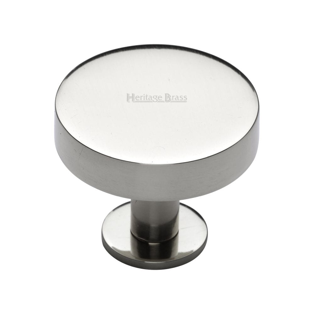 Heritage Brass Cabinet Hardware Polished Nickel / Cabinet Knobs / 38mm Dia. Heritage Brass - Cabinet Knob Disc Design with Rose 38mm Polished Nickel Finish