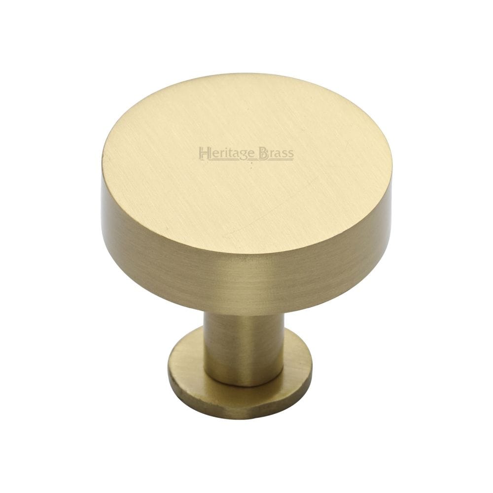 Heritage Brass Cabinet Hardware Satin Brass / Cabinet Knobs / 38mm Dia. Heritage Brass - Cabinet Knob Disc Design with Rose 38mm Satin Brass Finish