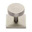 Heritage Brass Cabinet Hardware Satin Nickel / Cabinet Knob on Backplate / 32mm Dia. Heritage Brass - Cabinet Knob Disc Design with Square Backplate 32mm Satin Nickel