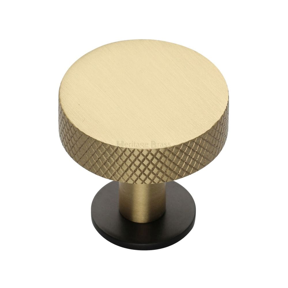 Heritage Brass Cabinet Hardware Matt Bronze/Satin Brass / Cabinet Knobs / 32mm Dia. Heritage Brass - Cabinet Knob Disc Knurled Design with Rose 32mm Matt Bronze/Sat