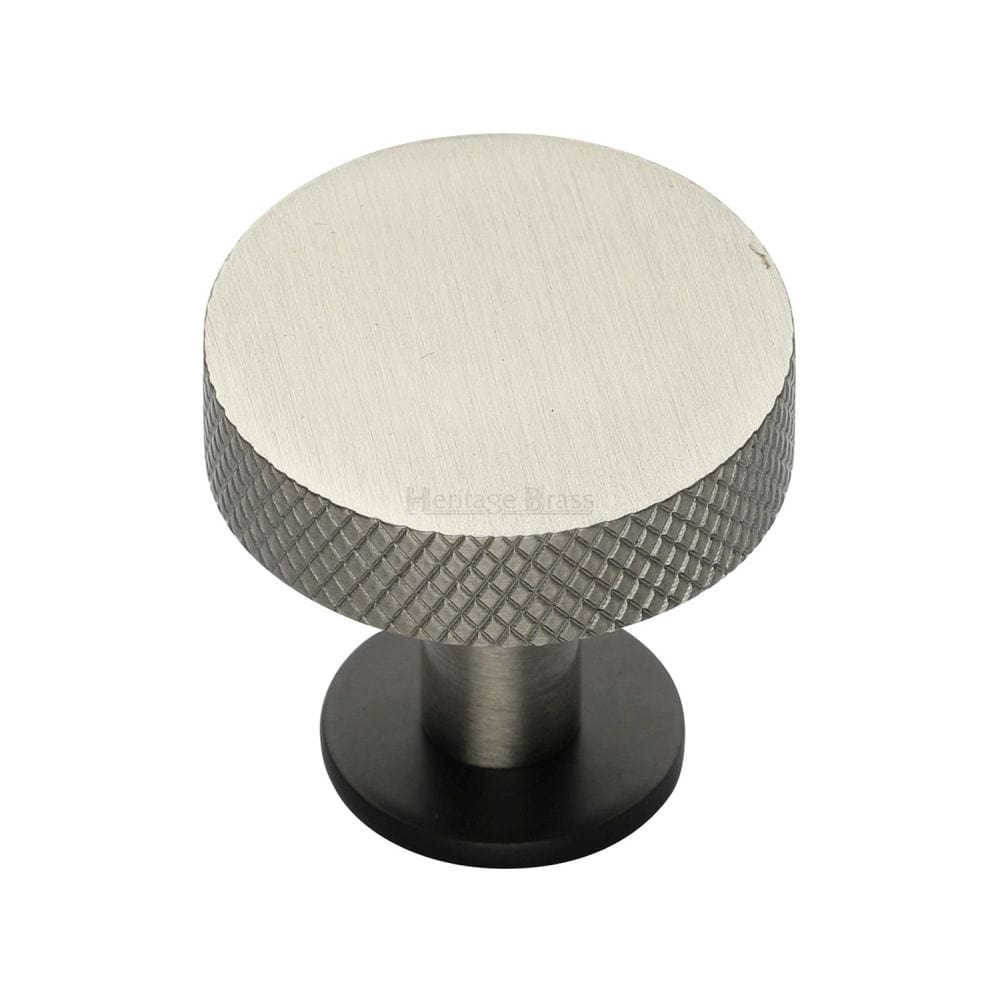 Heritage Brass Cabinet Hardware Matt Bronze/Satin Nickel / Cabinet Knobs / 32mm Dia. Heritage Brass - Cabinet Knob Disc Knurled Design with Rose 32mm Matt Bronze/Sat