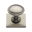 Heritage Brass Cabinet Hardware Satin Nickel / Cabinet Knob on Backplate / 32mm Dia. Heritage Brass - Cabinet Knob Domed Design with Square Backplate 32mm Satin Nicke