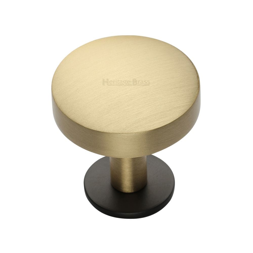 Heritage Brass Cabinet Hardware Matt Bronze/Satin Brass / Cabinet Knobs / 32mm Dia. Heritage Brass - Cabinet Knob Domed Disc Design with Rose 32mm Matt Bronze/Satin