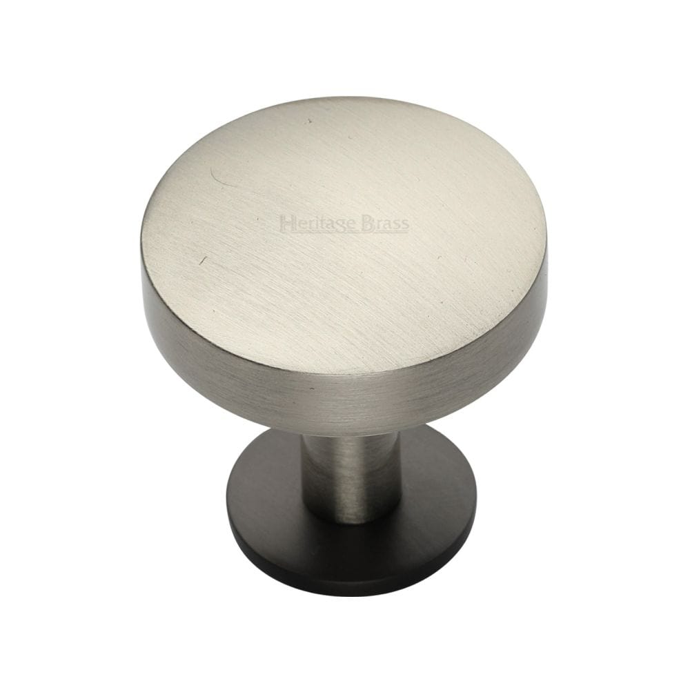 Heritage Brass Cabinet Hardware Matt Bronze/Satin Nickel / Cabinet Knobs / 32mm Dia. Heritage Brass - Cabinet Knob Domed Disc Design with Rose 32mm Matt Bronze/Satin