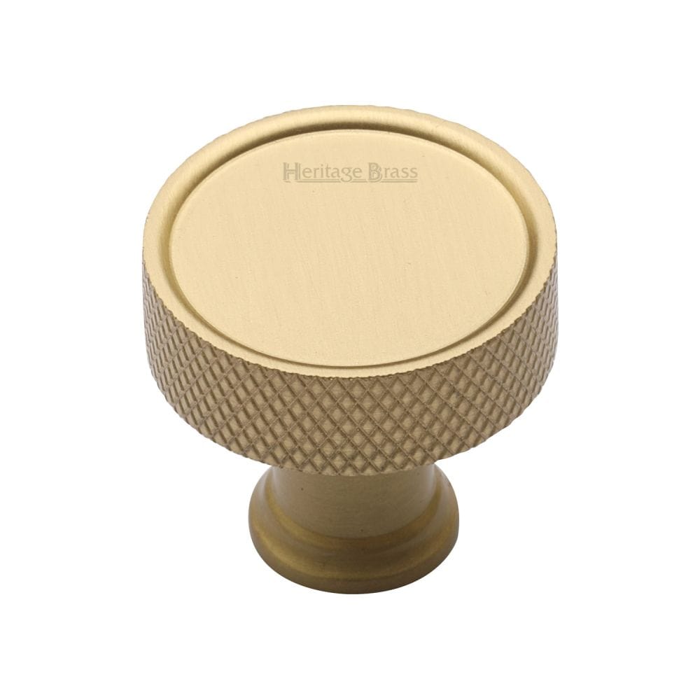 Heritage Brass Cabinet Hardware Satin Brass / Cabinet Knobs / 32mm Dia. Heritage Brass - Cabinet Knob Florence Knurled Design 32mm Satin Brass Finish