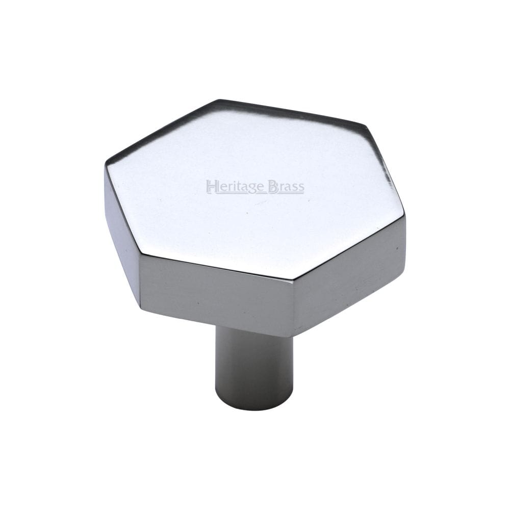 Heritage Brass Cabinet Hardware Polished Chrome / Cabinet Knobs / 32mm Dia. Heritage Brass - Cabinet Knob Hexagon Design 32mm Polished Chrome Finish