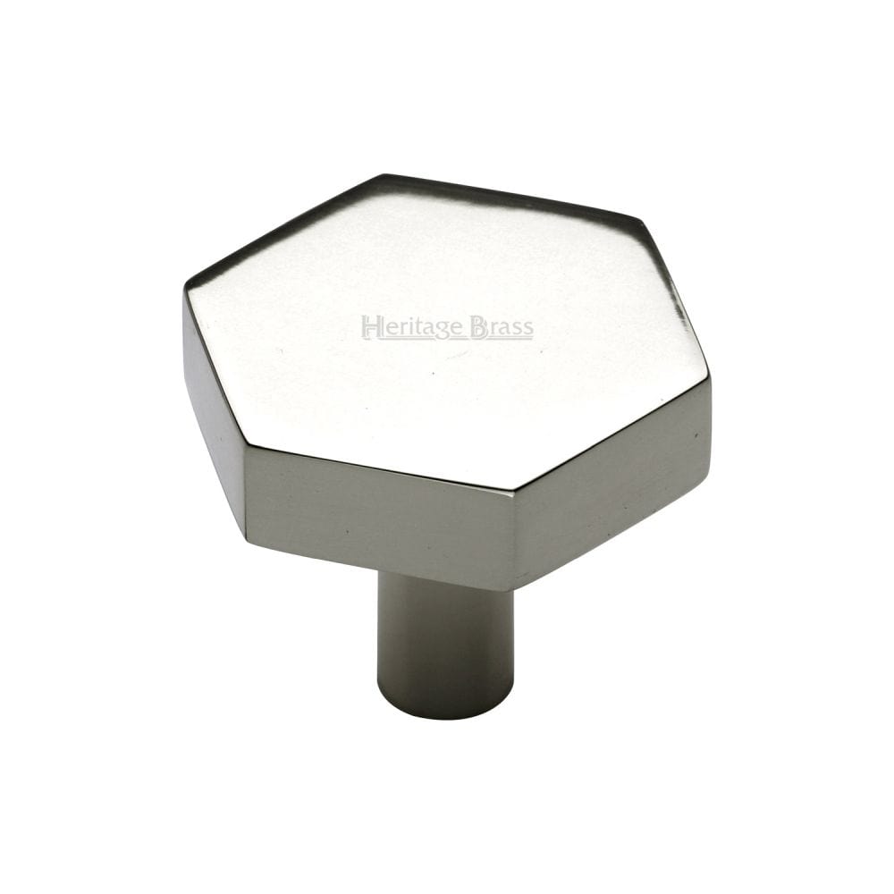 Heritage Brass Cabinet Hardware Polished Nickel / Cabinet Knobs / 32mm Dia. Heritage Brass - Cabinet Knob Hexagon Design 32mm Polished Nickel Finish