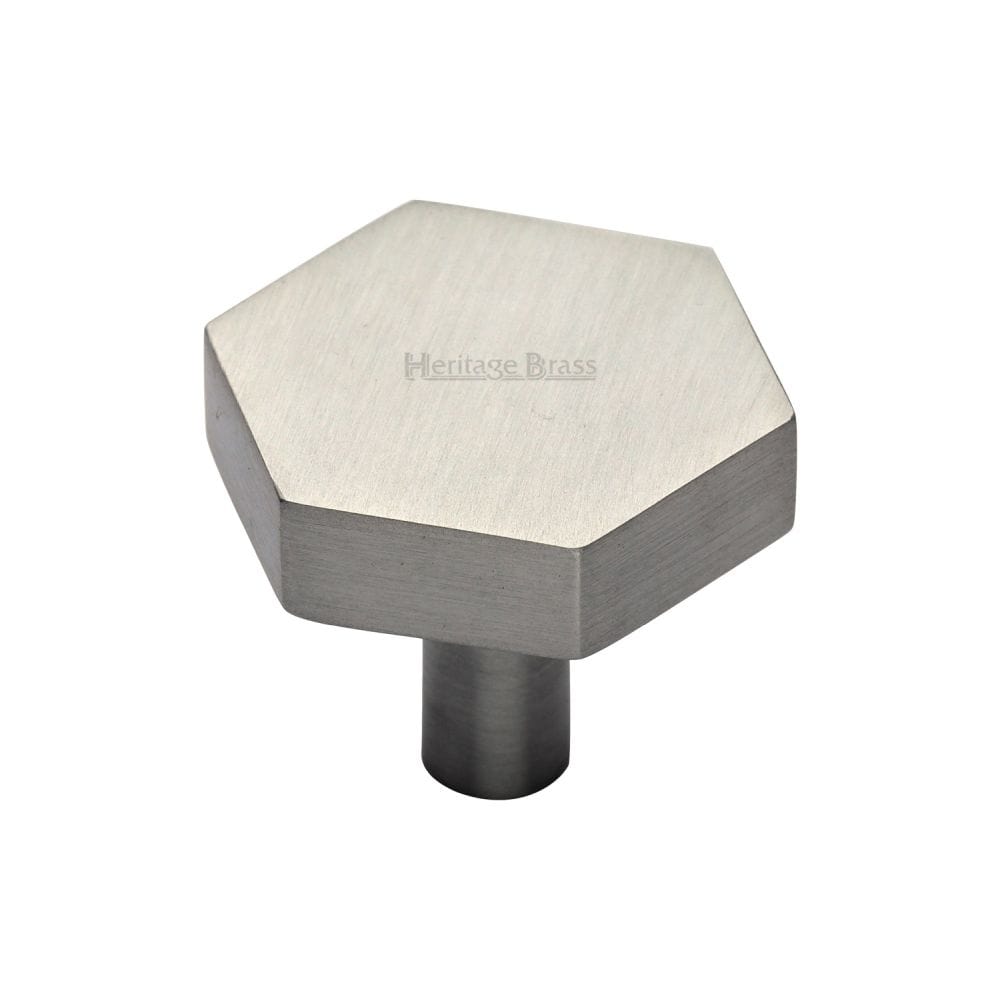 Heritage Brass Cabinet Hardware Satin Nickel / Cabinet Knobs / 32mm Dia. Heritage Brass - Cabinet Knob Hexagon Design 32mm Satin Nickel Finish